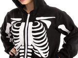 Unisex Skeleton Onesie Pajamas Plush Skeleton Jumpsuit Zipper Halloween Hoodie Pajamas for Adults V1188-SUU68-01310-2