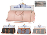 Pink Convertible Garment Duffel Bag with Leather Accents - Travel Weekender Bag for Suits and V888-ELOSUNG12951
