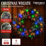 Christabelle 76cm Christmas Wreath Snowy Stamford Spruce with LED Lights Front Door Decoration 112_NATSS76