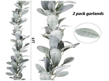 2 Pcs Artificial Flocked Lambs Ear Garland - 6Ft/Piece Soft Faux Vine Greenery and Leaves for V1369-AZ3-W-11233