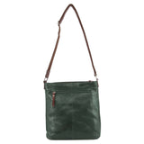 Milleni Ladies Nappa Leather Zip Closure Cross Body Bag Travel - Emerald/Chestnut V563-NL2439-EMERALD_CHESTNUT