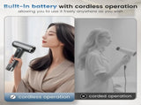 Rechargeable Cordless Handheld Hair Dryer with LED Temperature Display, Portable USB Wireless Mini V1188-MS-514-020