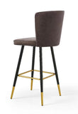 Modern Bar Chair Leather Stool Counter Brown Mid-Century Wood x 2 V541-LKS-014-BROWNPU