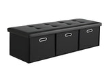 Artiss Storage Ottoman with 3 Cube Drawers Foot Stool Rest Foldable Black OTM-C-3DRS-PU-BK