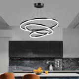 Black 4 Rings Minimalist LED Pendant Light Adjustable Circular Chandelier V255-L-18815-B-2468
