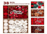 38-Piece Velvet Christmas Ornament Gift Set with Ball, Star, Poinsettia and Bow Designs, Silver V1341-ZY-YTZXM5WH-BEIGE
