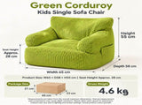 Kids Single Sofa Chair with Corduroy Fabric and Storage Pocket, Cozy Bean Bag Lounger for Children V1341-ZY-C5Q3UD7X-GREEN