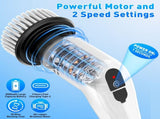 Black 9 piece replaceable cleaning brush heads Electric Spin Scrubber with Extendable Handle V888-ELOSUNG53377