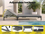 Gardeon 2PC Sun Lounger PE Rattan Recliners with Cup Holder Cushion Rain Cover FF-LOUNGE-TB-2X-GR