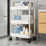 3-Tier Plastic Rolling Utility Cart with Handle, Multi-Functional Storage Trolley, Movable Storage V1192-AZ-W-22050