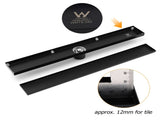 Matt Black 600mm Tile Insert Linear Shower Grate Floor Drain 50mm Waste Outlet V1233-LGTI02A600BL