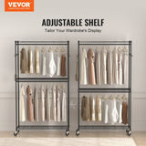 VEVOR Heavy Duty Clothes Rack, Rolling Clothing Garment Rack with 3 Storage Tiers, 2 Rods and 2 V952-JYKCYJ3848123WVQNV0
