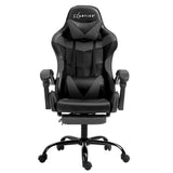 Artiss Gaming Office Chair Executive Computer Leather Chairs Footrest Grey OCHAIR-G-R4775-FT-BK-GY