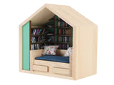 Miniature Bookshelf Handmade Wooden House Model with Small Pillows Funny Mini Bookshelf Ornament for V1294-YM0901-3115240127511