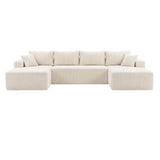 Levede Modular Sofa Lounge Set Corduroy U Shaped Sectional Cloud Couch Beige SOFABED1013-BG-AU