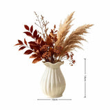 Modern Ribbed Pumpkin Vase, Decorative Fluted Ceramic Vase, Fall Floral Arrangement Centerpiece, V1192-AZ-W-24683