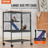 VEVOR 34" Metal Small Animal Cage 2-Tier Rolling Ferret Cage with Tray A Ramp V952-JSXDLJS24173EGCSNV0