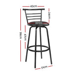 Artiss 2x Bar Stools Swivel Leather Padded Metal BA-TW-T5033A-BKX2