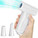 2-in-1 Electric Air Duster 130000 RPM Mini Blower with LED Light for Camping Home Car White V1263-JX-7126-1