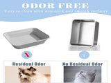 2 Pack Stainless Steel Cat Litter Box - High Side Metal Cats Toilet Large Rust Proof Litter Pan with V1259-DP01-I-00014
