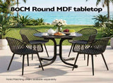 Gardeon Outdoor Side Table 80cm Folding Steel Round Bistro Desk Cafe Patio Furniture Black ODF-TB-STFD-BK