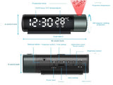 Black USB-Powered Projector Alarm Clock with Dual Alarms, Temperature Display and Red Time V1188-MS-731-142