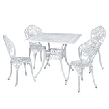 Gardeon Outdoor Dining Set 5 Piece Chairs Table Cast Aluminum Patio White FF-DINING-CALU-WH-AB