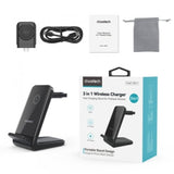 CHOETECH T608-F-BK 15W 4-in-1 Wireless Charger Stand for iWatch and Samsung Watch V28-ELECHOT608FBK