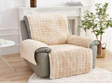 Velvet Recliner Chair Cover Nonslip Sofa Protector with Elastic Straps for Pets Washable V1366-AZ2-W-12685