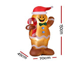 Jingle Jollys Christmas Inflatable Gingerbread Man 1.5M Height LED Decorations Illuminated XMAS-INF-GINGER-CANDY-5FT