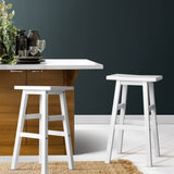 Artiss Bar Stools Kitchen Counter Stools Wooden Chairs White x2 BA-G-7031-WHX2