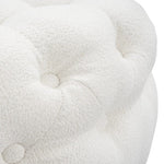 Bouclé White Ottoman-Round V264-OTM-802V-WHE