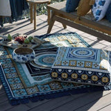 J Elliot Home Kasbah Luxury Fringe Throw 130 x 160cm Blue V442-IDC-THROW-KASBAH-BLUE-RE