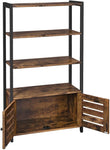 Floor-Standing Storage Cabinet and Cupboard with 2 Louvred Doors and 3 Shelves, Rustic Brown V178-11369