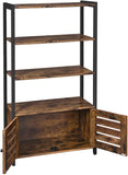 Floor-Standing Storage Cabinet and Cupboard with 2 Louvred Doors and 3 Shelves, Rustic Brown V178-11369