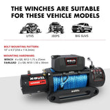 X-BULL 12V Electric Winch 12000LBS synthetic rope 4wd Jeep with winch cover V211-AUEB-XBEW006WP011