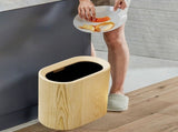 Slim Plastic Trash Can, Garbage Can with Press Top Lid, Trash Can with Pressing Flip Lid V1369-AZ3-W-09678