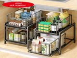 CARLA HOME 2 Tier Sliding Cabinet Organizer Drawer Storage Rack for Kitchen or Bathroom LSB-36330