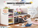 Kids Reading Nook Bench, Toddler Bookshelf and Bookcase with Detachable Seat Cushion, 6-Cubby V952-CGKETCWDZJBCNS6NYV0