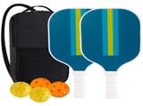 Blue Stripe Professional Fiberglass Pickleball Paddle Set with Carry Bag & 2 Paddles & 4 Balls V888-ELOSUNG45796