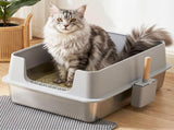 i.Pet XXL Cat Litter Box Stainless Steel Jumbo Semi-Enclosed Pet Kitty Toilet Grey PET-CLB-STL-XXL-LTGR