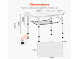 Folding Camping Table, Adjustable Height Portable Side Tables, Aluminum MDF Beach Table with Mesh V952-MDBKHWZDZ24Y0Q4P4001V0