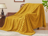 Updated Grey Throw Blanket for Couch and Bed- Super Soft and Warm 3D Checkered Fluffy Fuzzy Fleece V1107-114-55049-YEL4