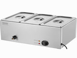 3-Pan Commercial Food Warmer, 16.5L Electric Steam Table, 1200W Professional Countertop Stainless V952-SYSPBWQPTK31E3ZVSV3