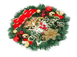 Xmas Wreath for Front Door Plastic Xmas Pine Wreath Decoration with Balls Ornament for Fireplace V1294-YM0901-3115240094611