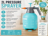 2L Blue Pressure Sprayer - PP Plastic Garden Watering Can with Adjustable Brass Nozzle, Hand Pump V888-ELOSUNG53584