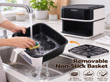 Devanti 8L Air Fryer BBQ Grill 2-in-1 Flip 1650W Touch Control Oil Free White AF-K-H-8L-WH