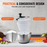 Stainless Steel Salad Spinner, 4.5L, One-handed Easy Press Large Vegetable Dryer Washer, Lettuce V952-BXGKSLXZQ304P4FP6V0