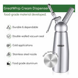 Cream Whipper Dispenser 250ml + 50x NO2 Chargers - Aluminium Canister + Nozzles V238-SUPDZ-40175958196304