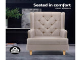 Artiss Rocking Chair Armchair Linen Fabric Beige Gaia UPHO-C-AVAN-KD-BG-AB